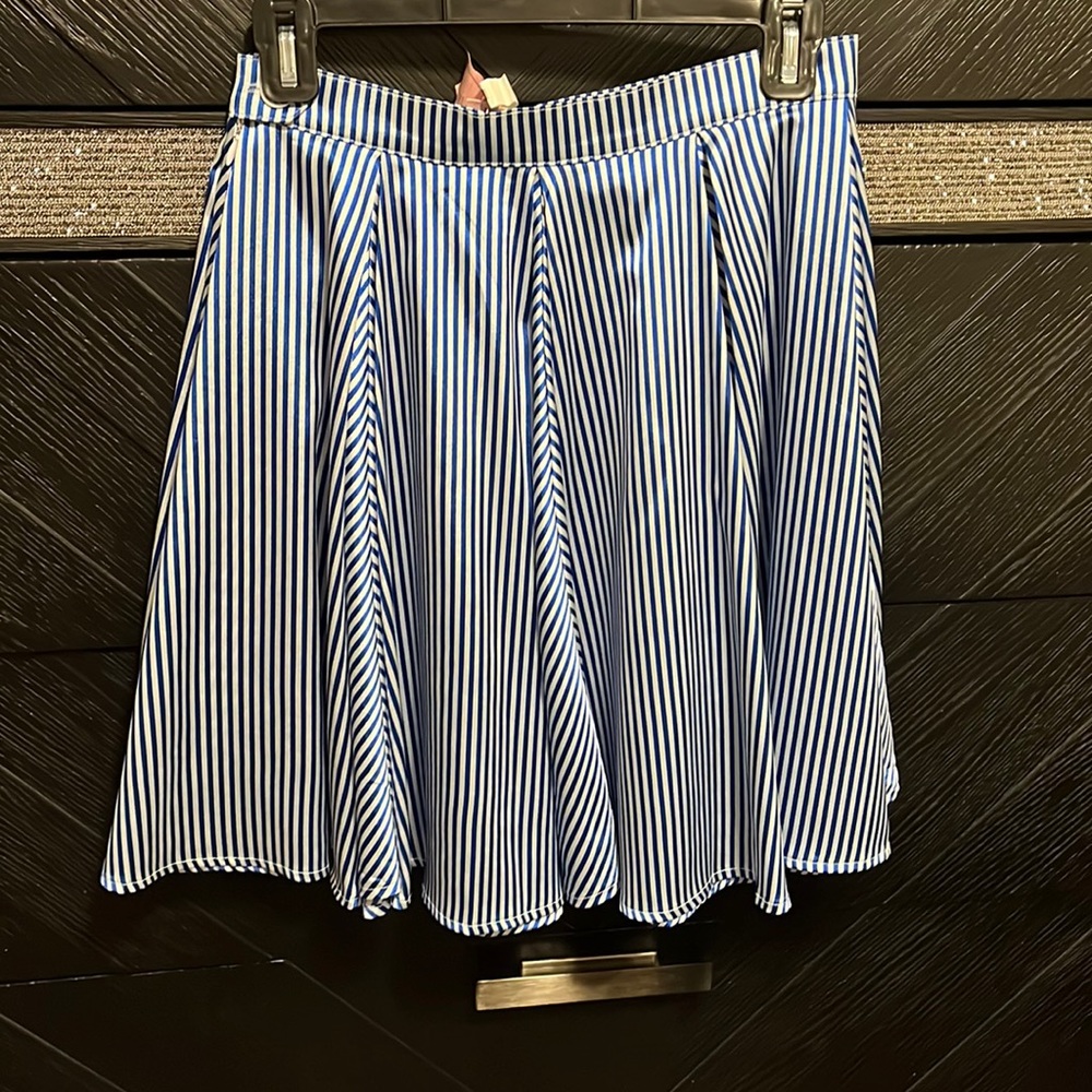 American Apparel Blue stripe flowing silk skirt. Brand new never worn size M